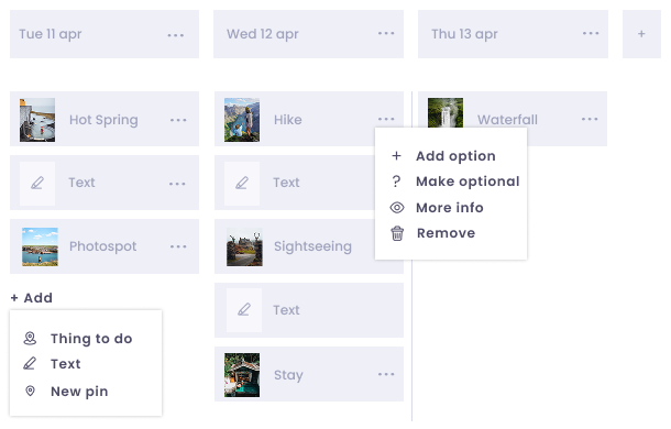 Itinerary Builder Screenshot